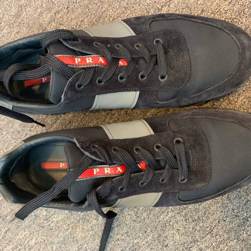 Prada Men's Black and Gray Sneakers